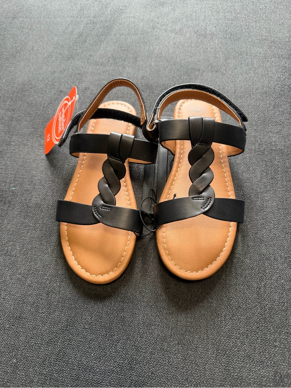 Kids Black Braided Strap Sandals